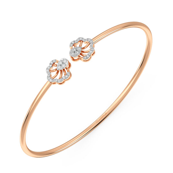 Floral Rose Gold Diamond Oval Bangle Bracelet