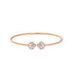 Floral Rose Gold Diamond Oval Bangle Bracelet