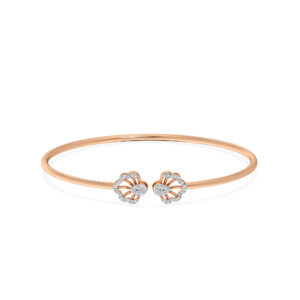 Floral Rose Gold Diamond Oval Bangle Bracelet