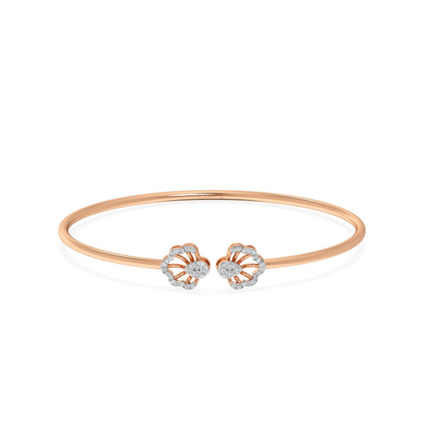 Floral Rose Gold Diamond Oval Bangle Bracelet