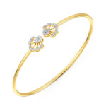 Floral Rose Gold Diamond Oval Bangle Bracelet