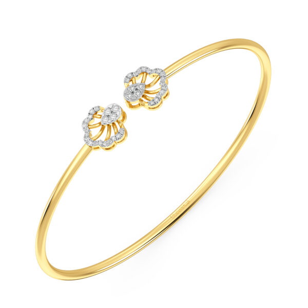 Floral Rose Gold Diamond Oval Bangle Bracelet