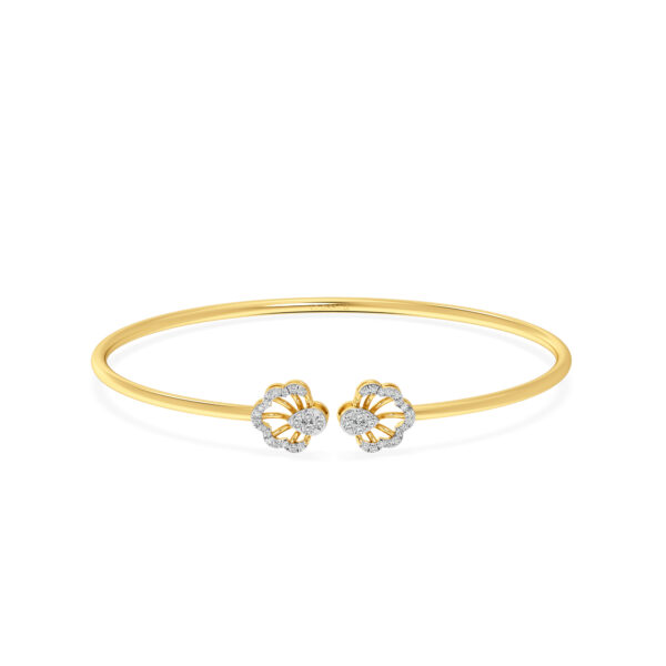 Floral Rose Gold Diamond Oval Bangle Bracelet
