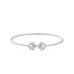 Floral Rose Gold Diamond Oval Bangle Bracelet