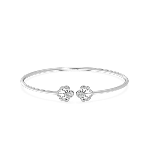 Floral Rose Gold Diamond Oval Bangle Bracelet