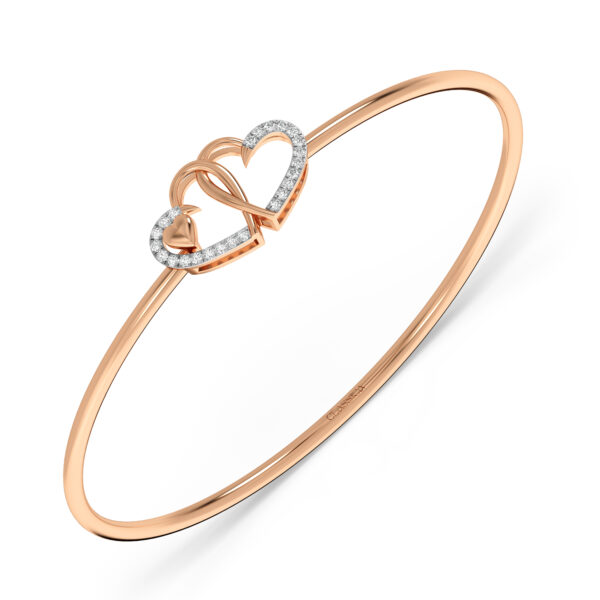 Linked Heart Diamond Oval Bangle Bracelet