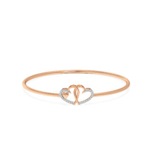 Linked Heart Diamond Oval Bangle Bracelet