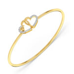 Linked Heart Diamond Oval Bangle Bracelet