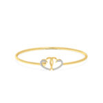 Linked Heart Diamond Oval Bangle Bracelet