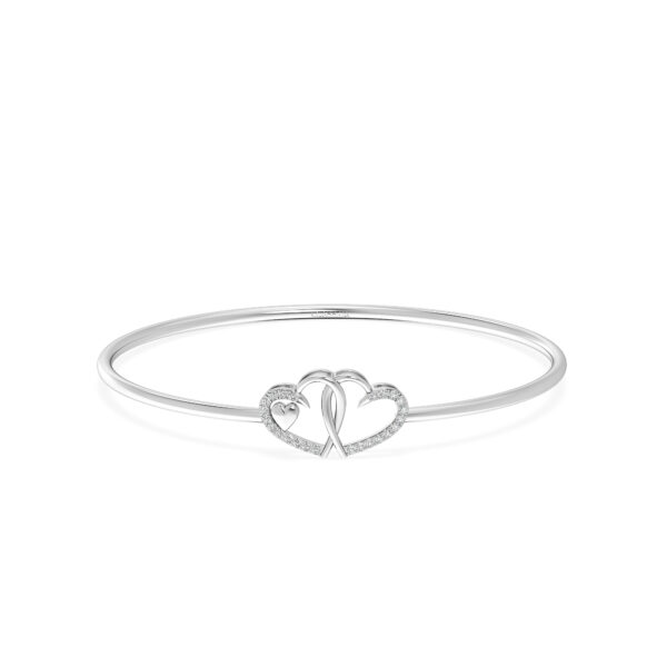 Linked Heart Diamond Oval Bangle Bracelet