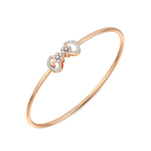 Floral Embrace Diamond Oval Bangle Bracelet