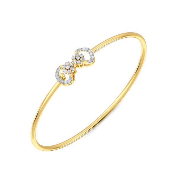 Floral Embrace Diamond Oval Bangle Bracelet