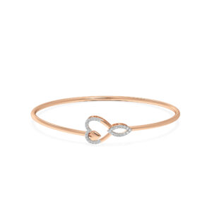 Dual Charm Openable Heart Diamond Oval Bangle Bracelet