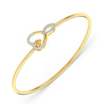 Dual Charm Openable Heart Diamond Oval Bangle Bracelet