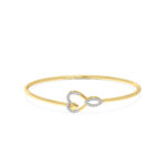 Dual Charm Openable Heart Diamond Oval Bangle Bracelet