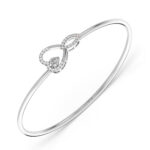 Dual Charm Openable Heart Diamond Oval Bangle Bracelet