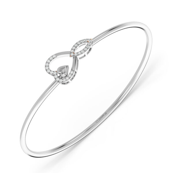 Dual Charm Openable Heart Diamond Oval Bangle Bracelet