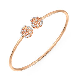 Floriate motif Rose Gold Diamond Oval Bangle Bracelet