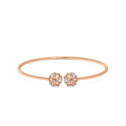 Floriate motif Rose Gold Diamond Oval Bangle Bracelet