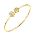 Floriate motif Rose Gold Diamond Oval Bangle Bracelet