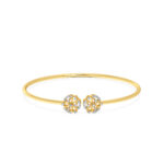 Floriate motif Rose Gold Diamond Oval Bangle Bracelet