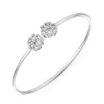 Floriate motif Rose Gold Diamond Oval Bangle Bracelet