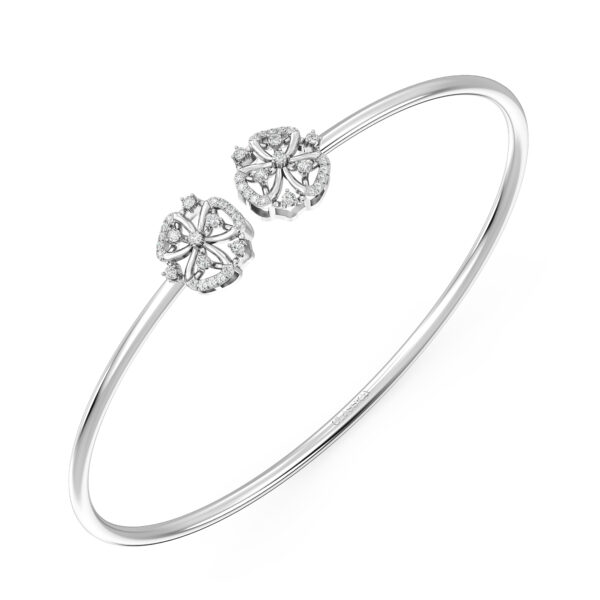 Floriate motif Rose Gold Diamond Oval Bangle Bracelet