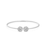 Floriate motif Rose Gold Diamond Oval Bangle Bracelet
