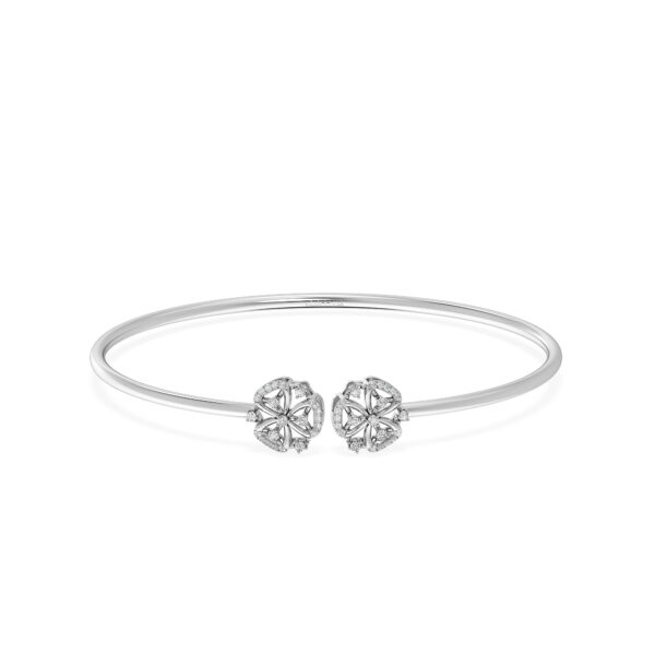 Floriate motif Rose Gold Diamond Oval Bangle Bracelet