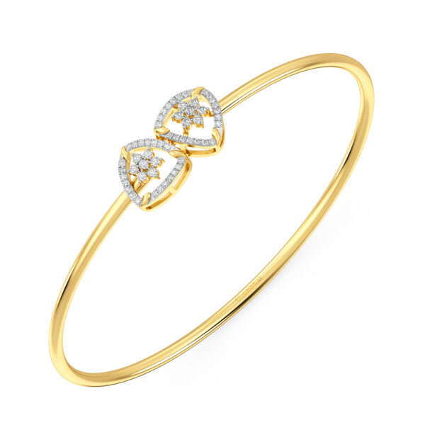 Minimalist Teardrop Diamond Oval Bangle Bracelet