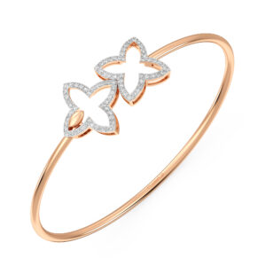 Four-Leaf Clover Diamond Oval Bangle Bracelet