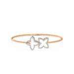 Four-Leaf Clover Diamond Oval Bangle Bracelet