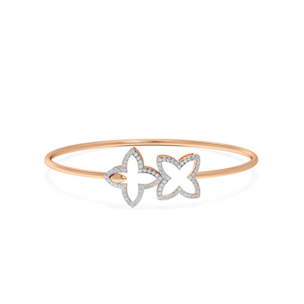 Four-Leaf Clover Diamond Oval Bangle Bracelet
