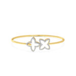 Four-Leaf Clover Diamond Oval Bangle Bracelet