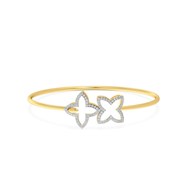 Four-Leaf Clover Diamond Oval Bangle Bracelet