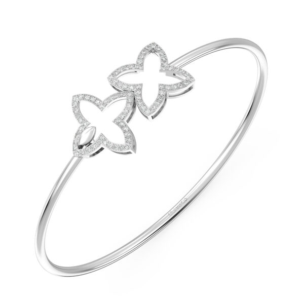 Four-Leaf Clover Diamond Oval Bangle Bracelet