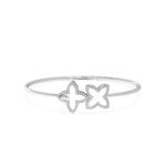 Four-Leaf Clover Diamond Oval Bangle Bracelet