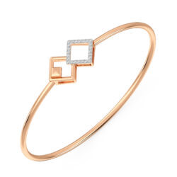 Twin Square Diamond Oval Bangle Bracelet