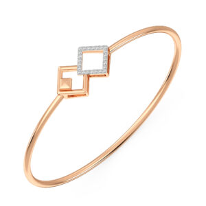 Twin Square Diamond Oval Bangle Bracelet
