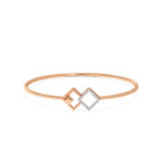 Twin Square Diamond Oval Bangle Bracelet