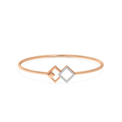 Twin Square Diamond Oval Bangle Bracelet