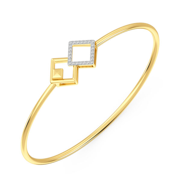 Twin Square Diamond Oval Bangle Bracelet