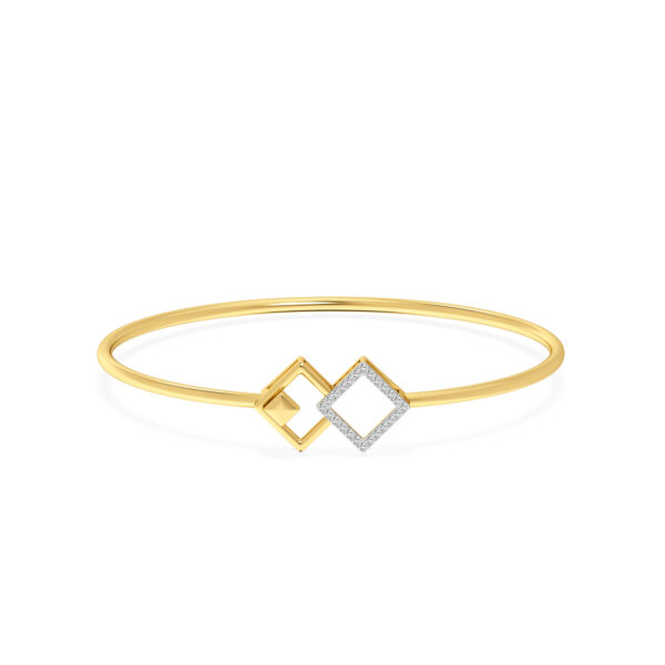 Twin Square Diamond Oval Bangle Bracelet