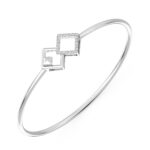 Twin Square Diamond Oval Bangle Bracelet