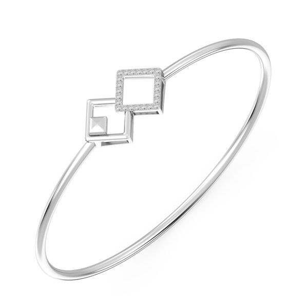Twin Square Diamond Oval Bangle Bracelet