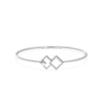 Twin Square Diamond Oval Bangle Bracelet