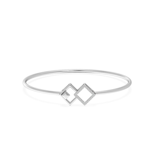 Twin Square Diamond Oval Bangle Bracelet
