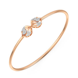 Floral Bow Diamond Openable Bangle in Rose Gold  Diamond Oval Bangle Bracelet