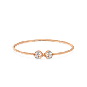 Floral Bow Diamond Openable Bangle in Rose Gold  Diamond Oval Bangle Bracelet