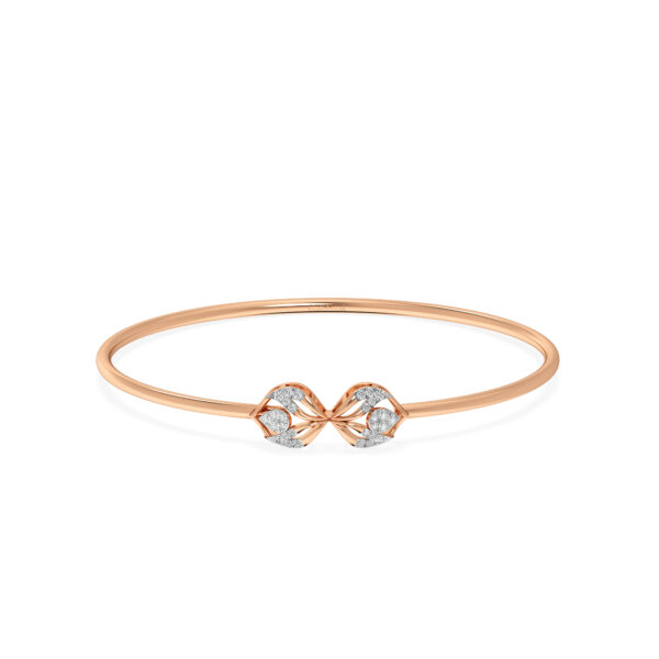 Floral Bow Diamond Openable Bangle in Rose Gold  Diamond Oval Bangle Bracelet